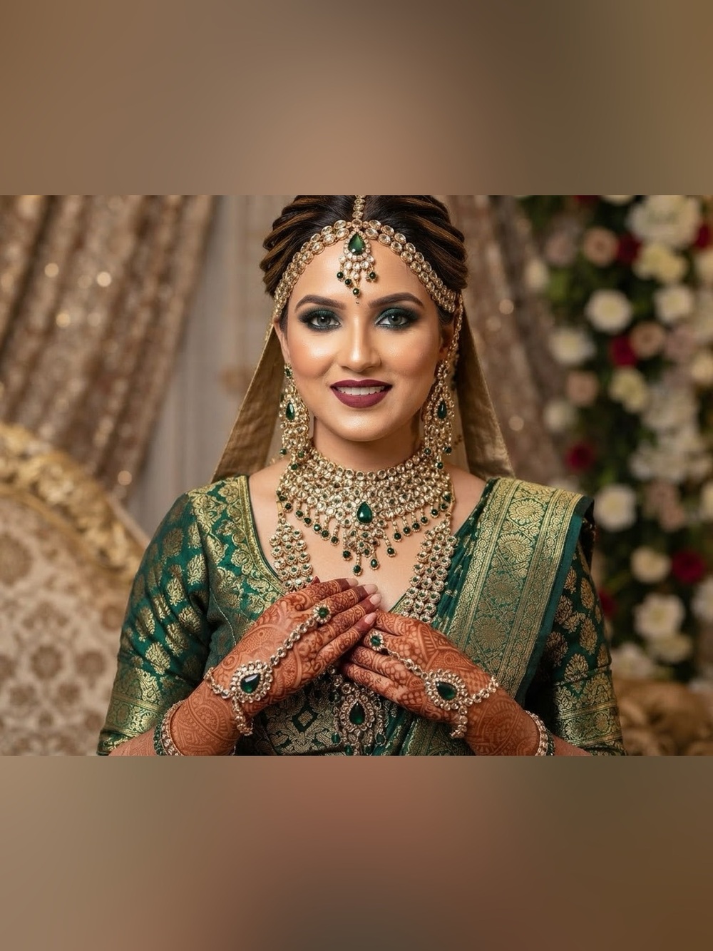 Gold and Emerald Indian Bridal Set